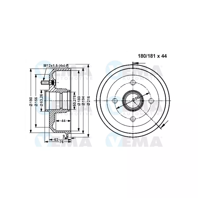Tambour de frein VEMA 801267