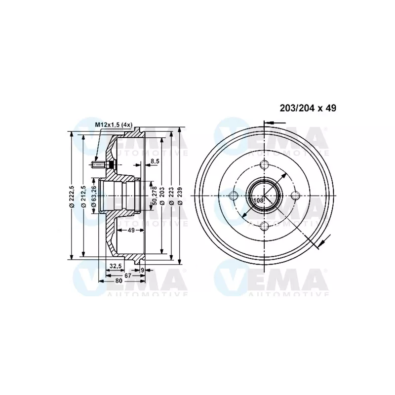 Tambour de frein VEMA 801268