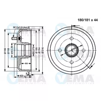 Tambour de frein VEMA 801278