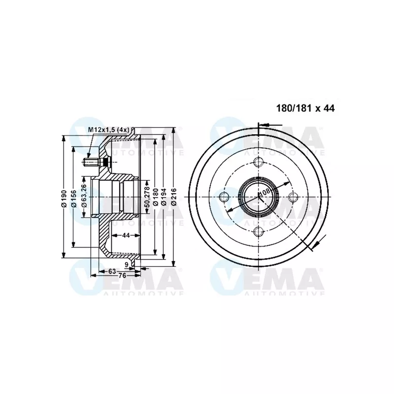 Tambour de frein VEMA 801278