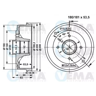 Tambour de frein VEMA 801311