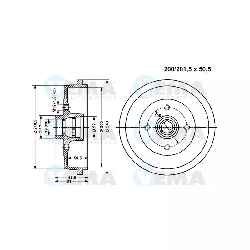 Tambour de frein VEMA 801321