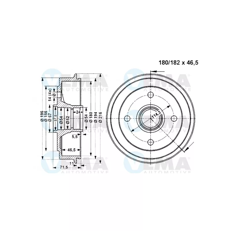 Tambour de frein VEMA 801328