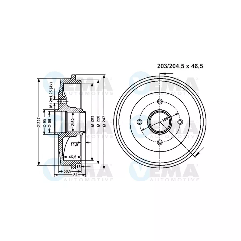 Tambour de frein VEMA 801336