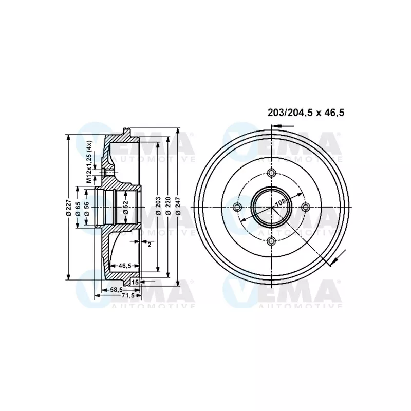Tambour de frein VEMA 801337