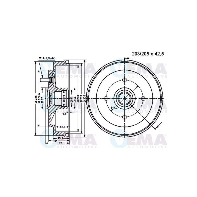 Tambour de frein VEMA 801341