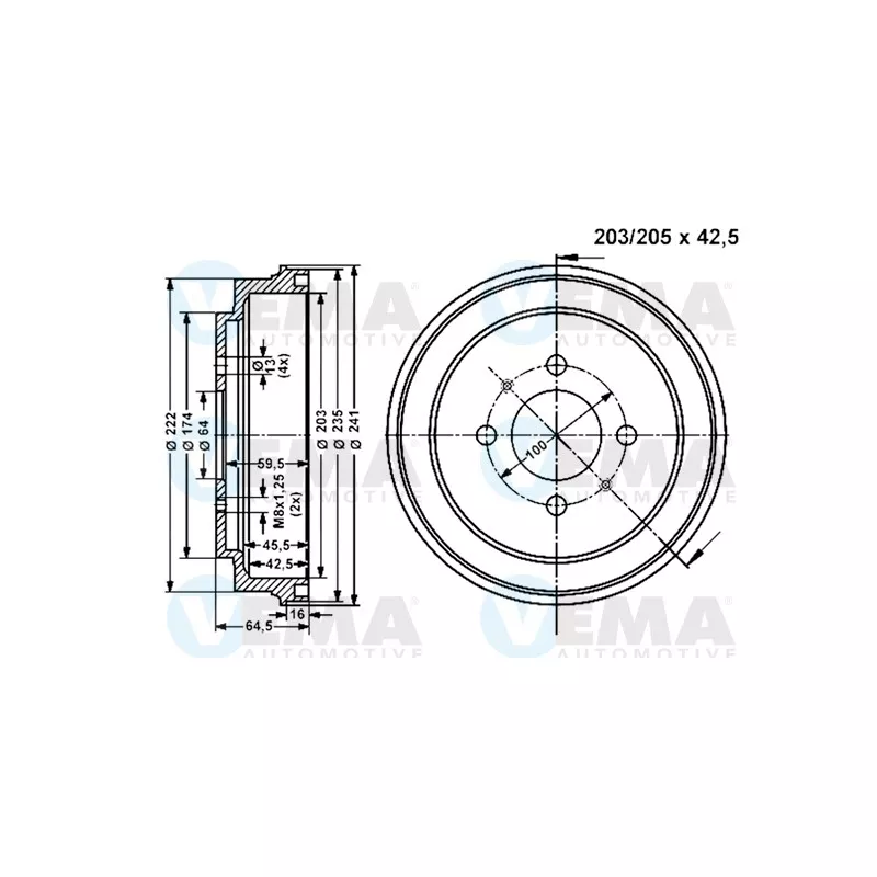Tambour de frein VEMA 801344