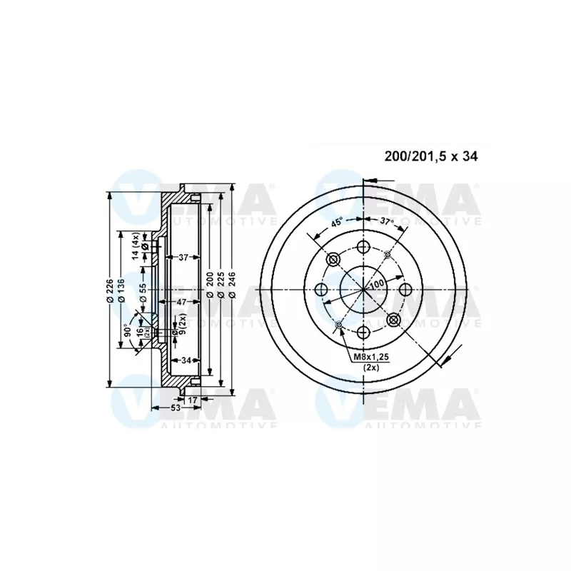 Tambour de frein VEMA 801355