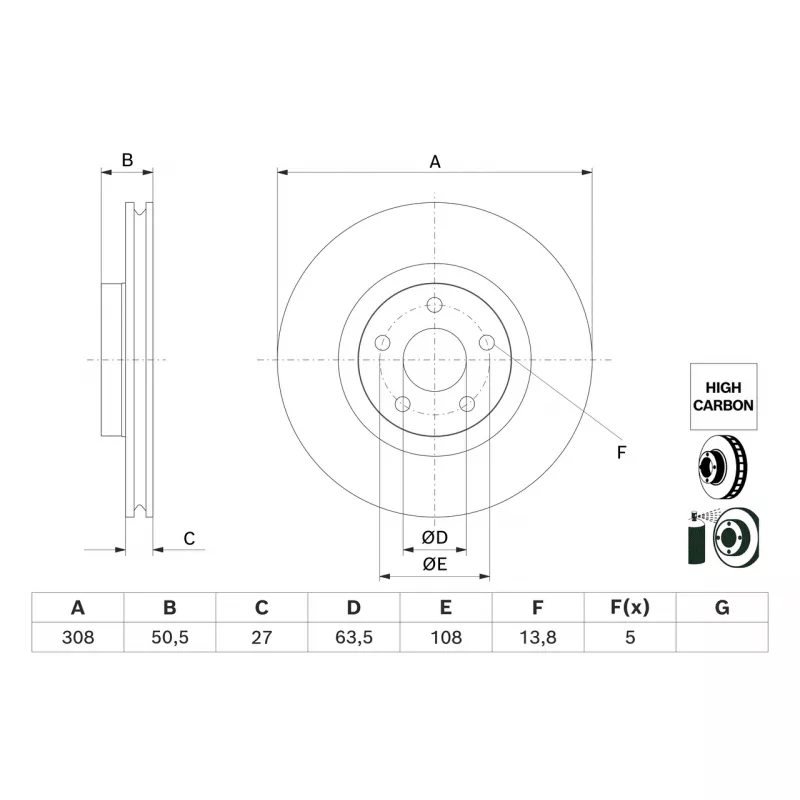 Jeu de 2 disques de frein avant BOSCH 0 986 479 H51
