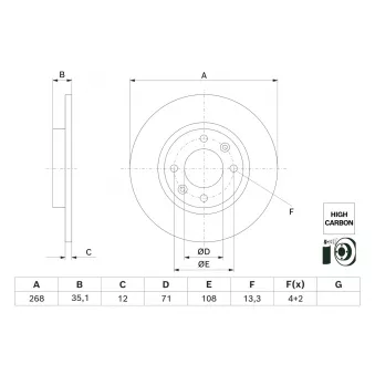 Jeu de 2 disques de frein arrière BOSCH 0 986 479 H54