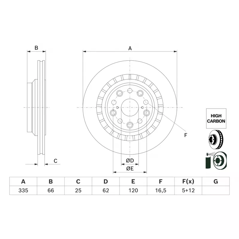 Disque de frein arrière gauche BOSCH 0 986 479 H65