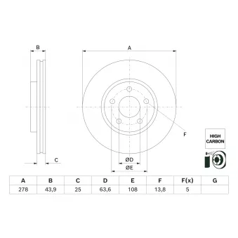 Jeu de 2 disques de frein avant BOSCH 0 986 479 H66