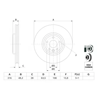 Jeu de 2 disques de frein avant BOSCH 0 986 479 E62