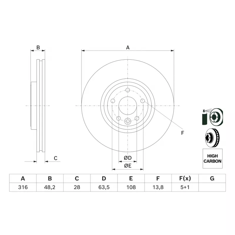Jeu de 2 disques de frein avant BOSCH 0 986 479 E62