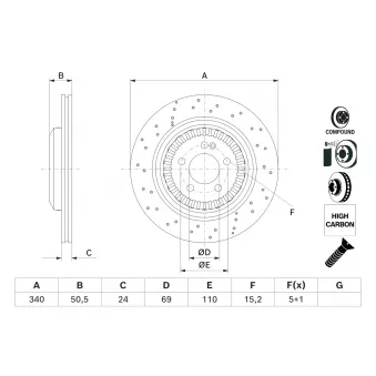 Jeu de 2 disques de frein arrière BOSCH 0 986 479 H40