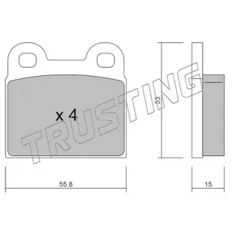 Jeu de 4 plaquettes de frein avant TRUSTING 002.1