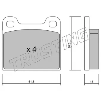 Jeu de 4 plaquettes de frein avant TRUSTING 003.0