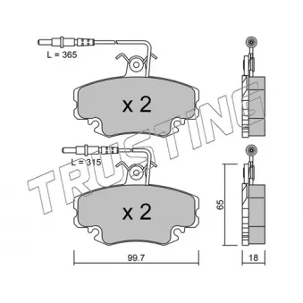 Jeu de 4 plaquettes de frein avant TRUSTING 034.1