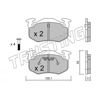 Jeu de 4 plaquettes de frein arrière TRUSTING 040.1