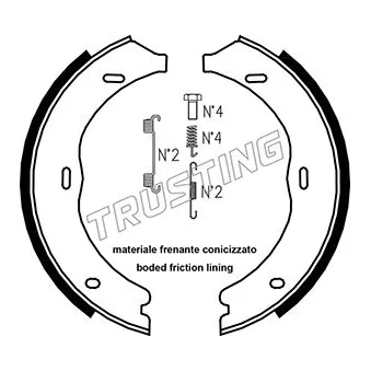 Jeu de mâchoires de frein, frein de stationnement TRUSTING 052.135K