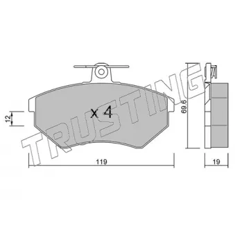 Jeu de 4 plaquettes de frein avant TRUSTING 052.2