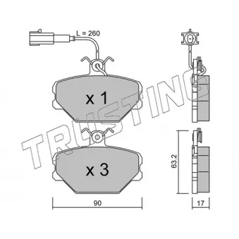 Jeu de 4 plaquettes de frein avant TRUSTING 061.0