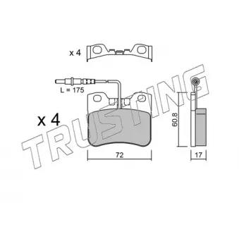 Jeu de 4 plaquettes de frein avant TRUSTING 062.0