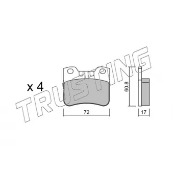 Jeu de 4 plaquettes de frein avant TRUSTING 062.2