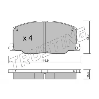 Jeu de 4 plaquettes de frein avant TRUSTING 069.0