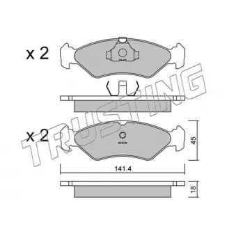 Jeu de 4 plaquettes de frein avant TRUSTING 075.0