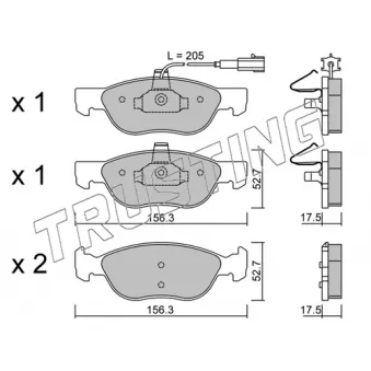 Jeu de 4 plaquettes de frein avant TRUSTING 084.0