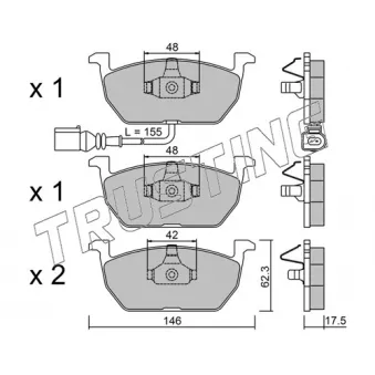 Jeu de 4 plaquettes de frein avant TRUSTING 1052.0