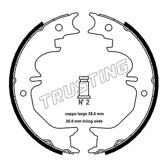 Jeu de mâchoires de frein, frein de stationnement TRUSTING 115.313