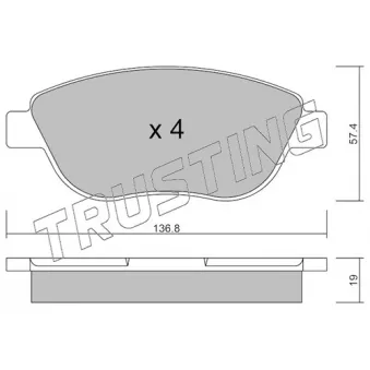 Jeu de 4 plaquettes de frein avant TRUSTING 331.1