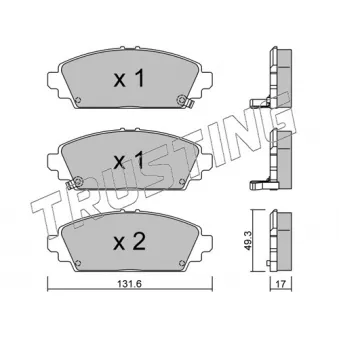 Jeu de 4 plaquettes de frein avant TRUSTING 479.0