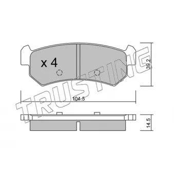 Jeu de 4 plaquettes de frein arrière TRUSTING 527.0