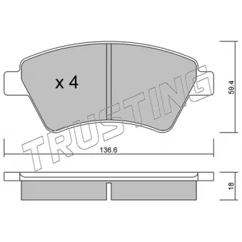 Jeu de 4 plaquettes de frein avant TRUSTING 560.0
