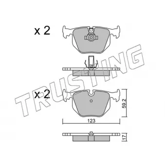 Jeu de 4 plaquettes de frein arrière TRUSTING 576.0