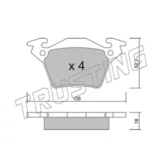 Jeu de 4 plaquettes de frein arrière TRUSTING 590.0
