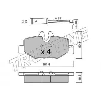 Jeu de 4 plaquettes de frein arrière TRUSTING 592.0W