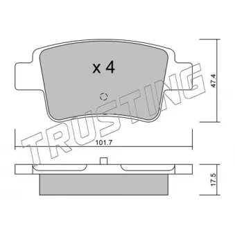 Jeu de 4 plaquettes de frein arrière TRUSTING 721.0