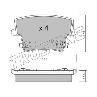 Jeu de 4 plaquettes de frein arrière TRUSTING 734.0
