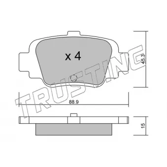 Jeu de 4 plaquettes de frein arrière TRUSTING 758.0