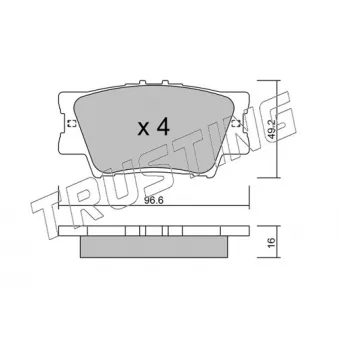 Jeu de 4 plaquettes de frein arrière TRUSTING 765.0