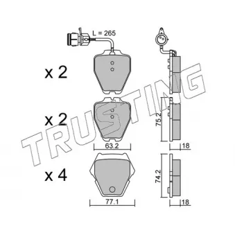 Jeu de 4 plaquettes de frein avant TRUSTING 790.0