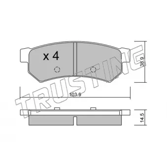 Jeu de 4 plaquettes de frein arrière TRUSTING 863.0