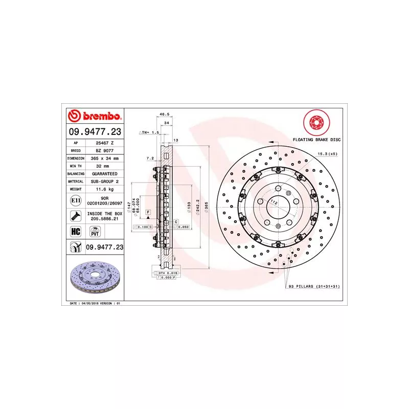 Jeu de 2 disques de frein avant AP 25467 Z