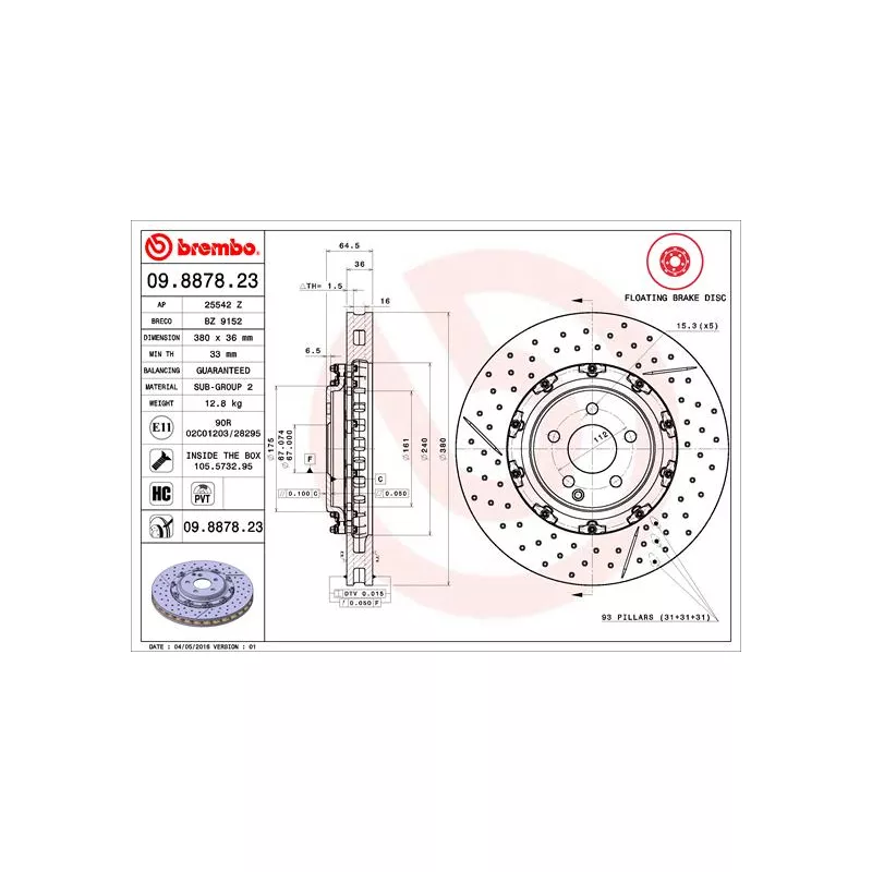 Jeu de 2 disques de frein avant AP 25542 Z