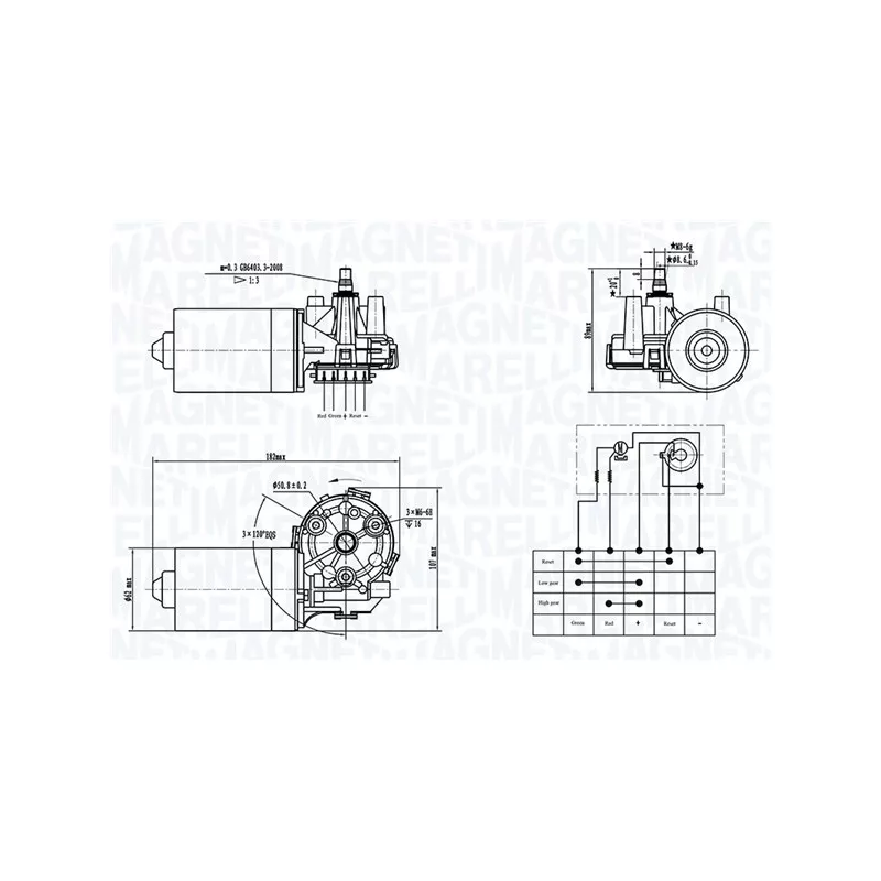 Moteur d'essuie-glace MAGNETI MARELLI 064376800010