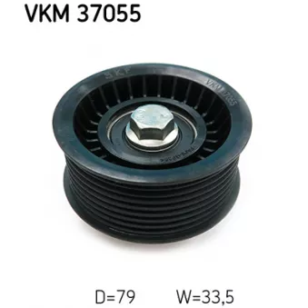 Poulie renvoi/transmission, courroie trapézoïdale à nervures SKF VKM 37055